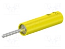 Socket; 4mm banana; 20A; yellow; nickel plated; insulated; 37.8mm