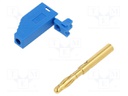 Plug; 4mm banana; 32A; 30V; blue; with 4mm axial socket; 2.5mm2