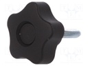 Knob; Dia: 40mm; M6; 25mm; H: 27mm; technopolymer (PP); black