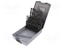 Tool accessories: drill set; Application: metal; Pcs: 19; Mat: HSS