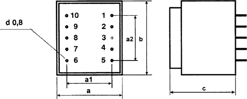 Transformer: encapsulated; 0.5VA; 110VAC; 6V; 83.3mA; Mounting: PCB