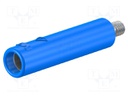 Socket; 4mm banana; 32A; blue; nickel plated; screw; insulated