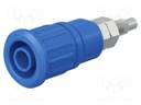 Socket; 4mm banana; 32A; 1kV; blue; nickel plated; on panel