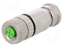 Plug; M12; PIN: 4; female; D code-Ethernet; for cable; IP67; 250V