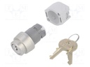 Switch: rotary with key; Stabl.pos: 2; 22mm; silver; Illumin: none