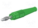 Plug; 4mm banana; 32A; 30VAC; 60VDC; green; non-insulated; 2.5mm2