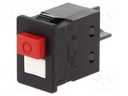 Switch: push-button; Pos: 2; SPST; 16A/250VAC; red/white