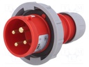 Connector: AC supply 3-phase; plug; male; 16A; 400VAC; IEC 60309