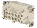 Connector: HDC; contact insert; female; DE; PIN: 10; 10+PE; 16A; 500V