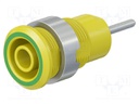 Socket; 4mm banana; 24A; 1kV; L: 35.5mm; yellow-green; on panel