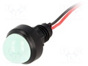 Indicator: LED; prominent; 220VDC; Cutout: Ø13mm; IP40; 300mm leads