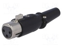 Plug; XLR; female; PIN: 3; straight; for cable; gold-plated