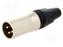 Plug; XLR; male; PIN: 3; straight; for cable; soldering; 16A; 3.5÷8mm