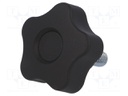 Knob; Dia: 40mm; M8; 16mm; H: 27mm; technopolymer (PP); black