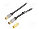 Cable; 75Ω; 3m; coaxial 9.5mm socket,coaxial 9.5mm plug; black