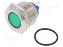 Indicator: LED; flat; 12VDC; 12VAC; Cutout: Ø22mm; brass