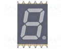 Display: LED; 7-segment; 10mm; 0.39"; No.char: 1; blue; 40mcd; SMD