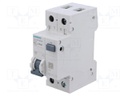 RCBO breaker; Inom: 40A; Ires: 30mA; Poles: 1+N; 230/400VAC; DIN