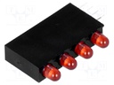 LED; in housing; red; 3mm; No.of diodes: 4; 20mA; Lens: diffused,red