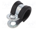 Fixing clamp; ØBundle : 11mm; W: 15mm; steel; Cover material: EPDM