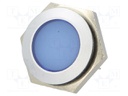 Indicator: LED; flat; 12÷14VDC; Cutout: Ø22mm; IP67; metal