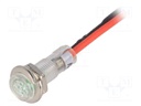 Indicator: LED; flat; 12VDC; Cutout: Ø5.2mm; IP40; polycarbonate