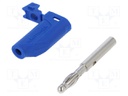 Plug; 4mm banana; 32A; 70VDC; blue; with 4mm axial socket; 2.5mm2