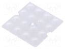 LED lens; square; Mat: PMMA plexiglass; transparent; H: 7.5mm