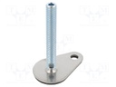 Foot of pin; Base dia: 60mm; M16; steel; Plunger length: 100mm