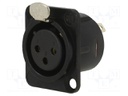 Socket; XLR; female; PIN: 3; flange (2 holes),for panel mounting