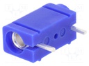 Socket; 4mm banana; 10A; 250VDC; blue; silver plated; PCB; 23.3mm