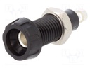 Socket; 4mm banana; 10A; 250VAC; 28.5mm; black; nickel plated; 10mΩ