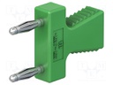 Connector: stackable safety shunt; 2mm banana; green; 10A; 30.4mm