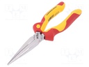 Pliers; insulated,half-rounded nose; steel; 200mm; 1kVAC