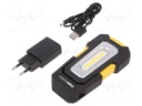 Lamp: working; 300/70lm; 135x70x26mm; Light source: COB; 1800mAh