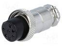 Plug; microphone; female; PIN: 7; for cable; straight; 6mm