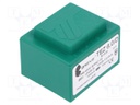 Transformer: encapsulated; 6VA; 400VAC; 12V; 12V; 250mA; 250mA; IP00