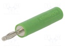 Adapter; 2mm banana; 10A; 70VDC; green; nickel plated; 35.5mm