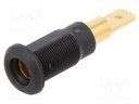 Socket; 4mm banana; 25A; black; gold-plated; Overall len: 30mm