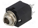 Socket; Jack 6,35mm; female; stereo; with on/off switch; straight