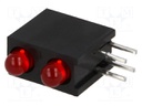 LED; in housing; red; 3mm; No.of diodes: 2; 20mA; Lens: diffused,red