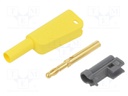 4mm banana; 32A; 1kV; yellow; insulated,with 4mm axial socket