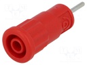 Socket; 4mm banana; 36A; 1kV; red; push-in,on panel; -25÷80°C; 5mΩ