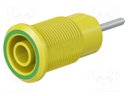 Socket; 4mm banana; 24A; 1kV; yellow-green; gold-plated; on panel