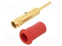 Socket; 4mm banana; 25A; 30VAC; 60VDC; red; gold-plated; on panel