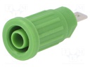 Socket; 4mm banana; 24A; 1.5kVDC; green; nickel plated; on panel