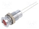 Indicator: LED; flat; red; 2VDC; Ø8mm; 2pin; metal