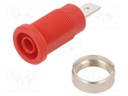 Socket; 4mm banana; 36A; red; nickel plated; on panel,screw; 5mΩ