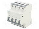 Circuit Breaker, MCB, 5SY6, 4P, 6 kA, 400 V, 4 A