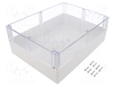 Enclosure: multipurpose; X: 230mm; Y: 300mm; Z: 111mm; polycarbonate